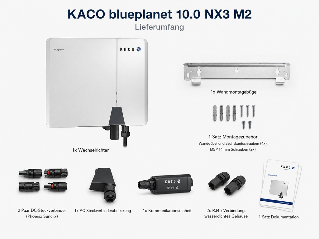 KACO blueplanet 10.0 NX3 M2 – PV-Wechselrichter 3-phasig, 10 kW, 2 MPPT, WiFi & App