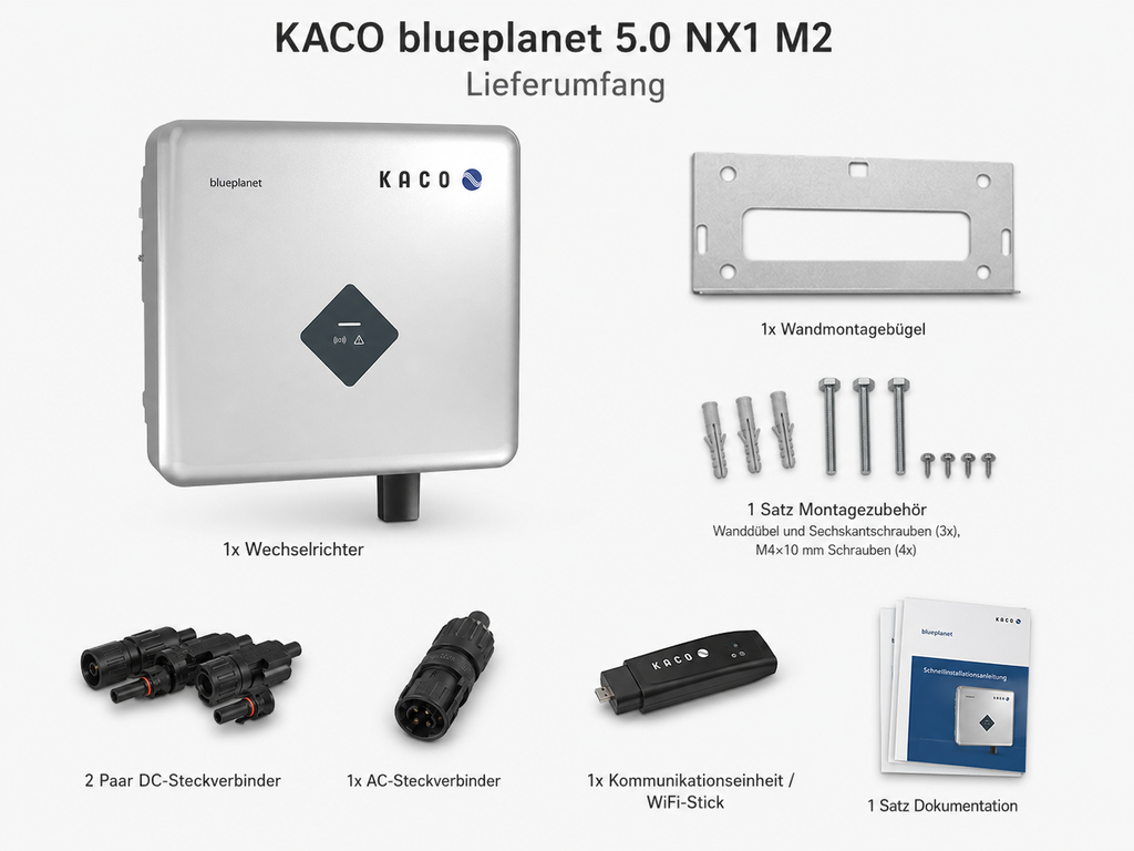 KACO blueplanet 5.0 NX1 M2 – PV-Wechselrichter 1-phasig, 5 kW, 2 MPPT, WiFi & App