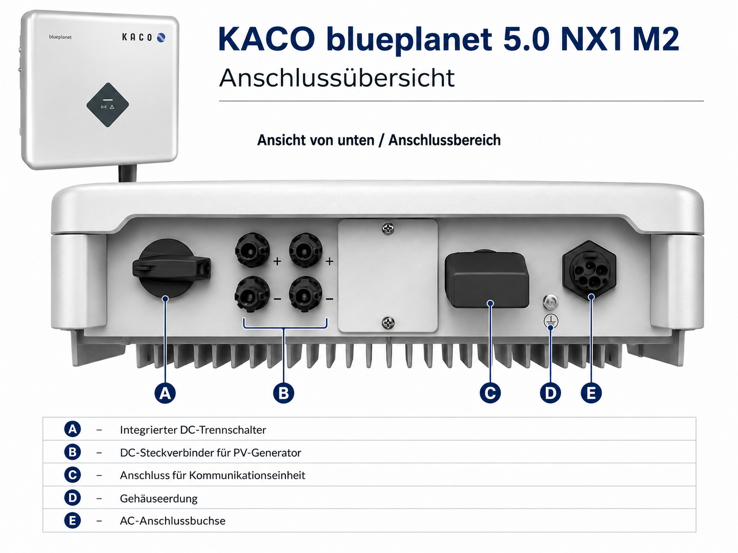KACO blueplanet 5.0 NX1 M2 – PV-Wechselrichter 1-phasig, 5 kW, 2 MPPT, WiFi & App